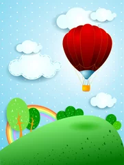 Gordijnen Rode hete luchtballon © Luisa Venturoli