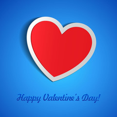 Red Heart Paper Sticker With Shadow Valentine's day
