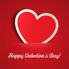 Red Heart Paper Sticker With Shadow Valentine's day