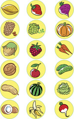 Nuts, vegetables, fruits