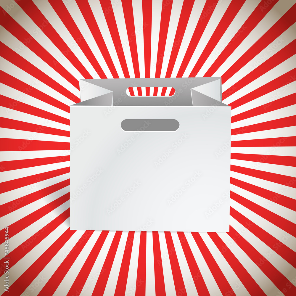 Poster paper shopping bag with red rays
