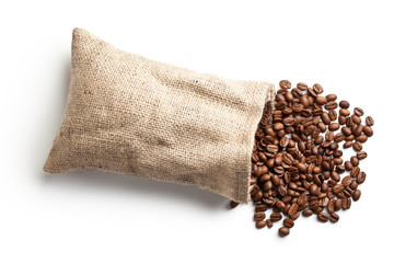 coffee beans in jute bag
