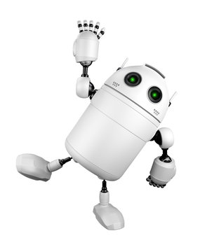 Cute Robot greeting and saying Hi