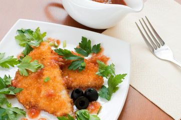 Chicken breast in breadcrumbs