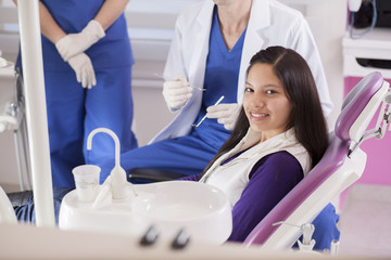Cute teenage girl at the dentist office