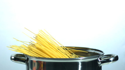 Spaghetti falling into a pot - Powered by Adobe