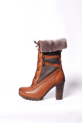 Leather Woman Boot with Fur
