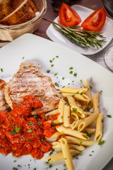 Grilled pork steak