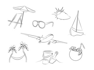 Vacation icons set isolated on white