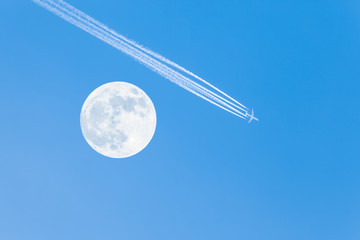 jet airplane & full moon © g-vision