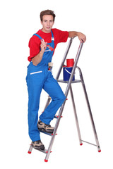 Painter with ladder and brush