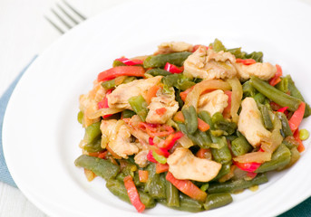 Fresh Green Beans Cooked with chicken and vegetables