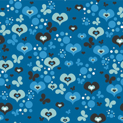 Cute seamless pattern wtih blue hearts