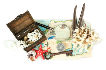map of treasures isolated on white