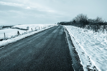 empty country snow road
