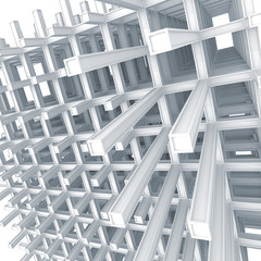 3d architecture light blue monochrome abstract