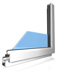 White PVC window cut out with glass