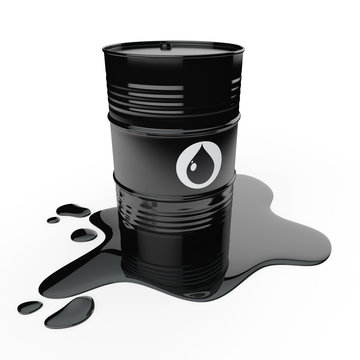 Ölfass in der Ölpfütze - 3D Illustration