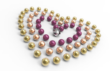cuori di perle con diamante