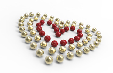 cuori di sfere d'oro e rosse