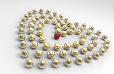 cuori di perle in oro e rosso