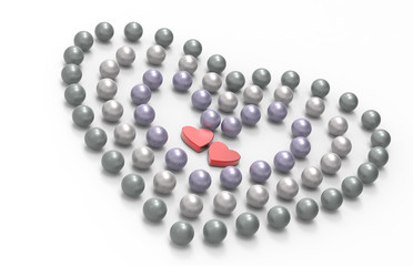 perle naturali e cuori rossi