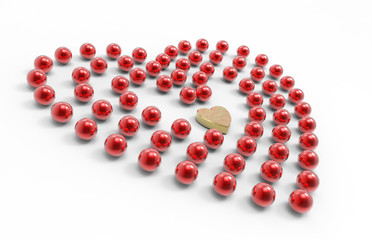 Cuore d'oro e perle rosse