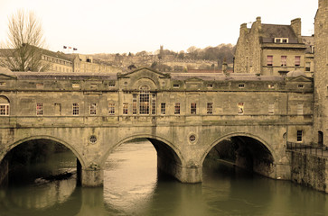 Obraz premium Italian style bridge in Bath city in sepia color.