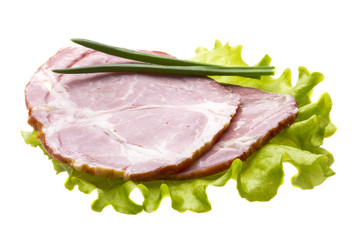 Bacon with salad leaves