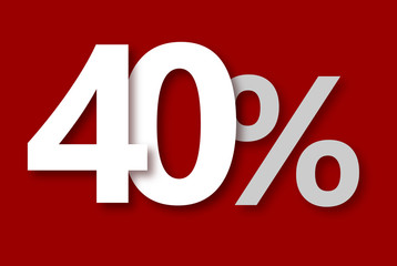 40 % Rabatt Aktion Angebot Sonderangebot  Weiss ROT