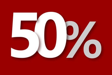 50 % Rabatt Aktion Angebot Sonderangebot  Weiss ROT