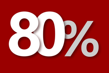 80 % Rabatt Aktion Angebot Sonderangebot Weiss ROT