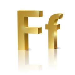Obraz premium Vector letter F of golden design alphabet