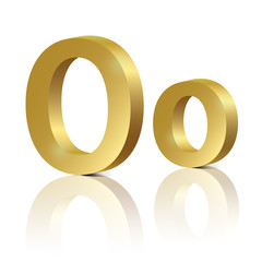 Vector letter O of golden design alphabet