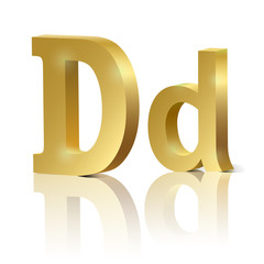 Vector letter D of golden design alphabet
