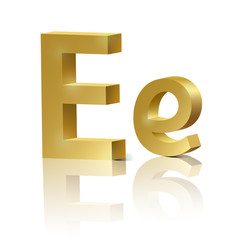 Vector letter E of golden design alphabet