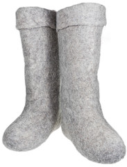 pair of knee-high felt boots