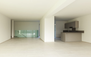 modern architecture, new empty apartment ,view .from wide room