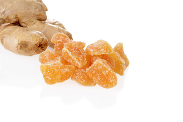 candied ginger with root