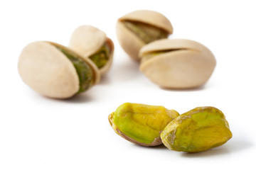 Pistachios on white background_II