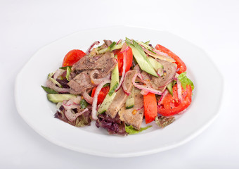 Salad with tongue and vegetables