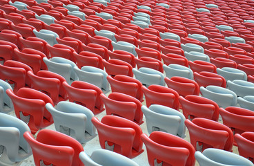 Fototapeta Stadium seats - red and white obraz