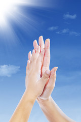 Hand clap gestures outdoor