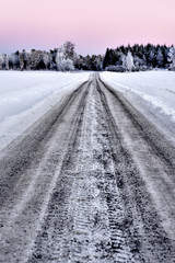 Obraz premium Dirt road in winter