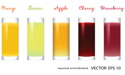 Vector Glasses of Fruit Juice