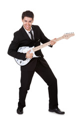 Naklejka premium Musician in black