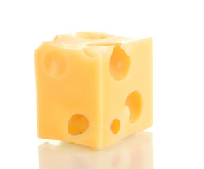 Cheese cube isolated on white