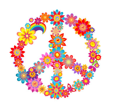Colorful peace flower symbol