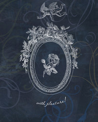 Elegan retro trame with angel illustration