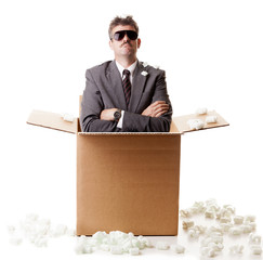 Businessman in a box